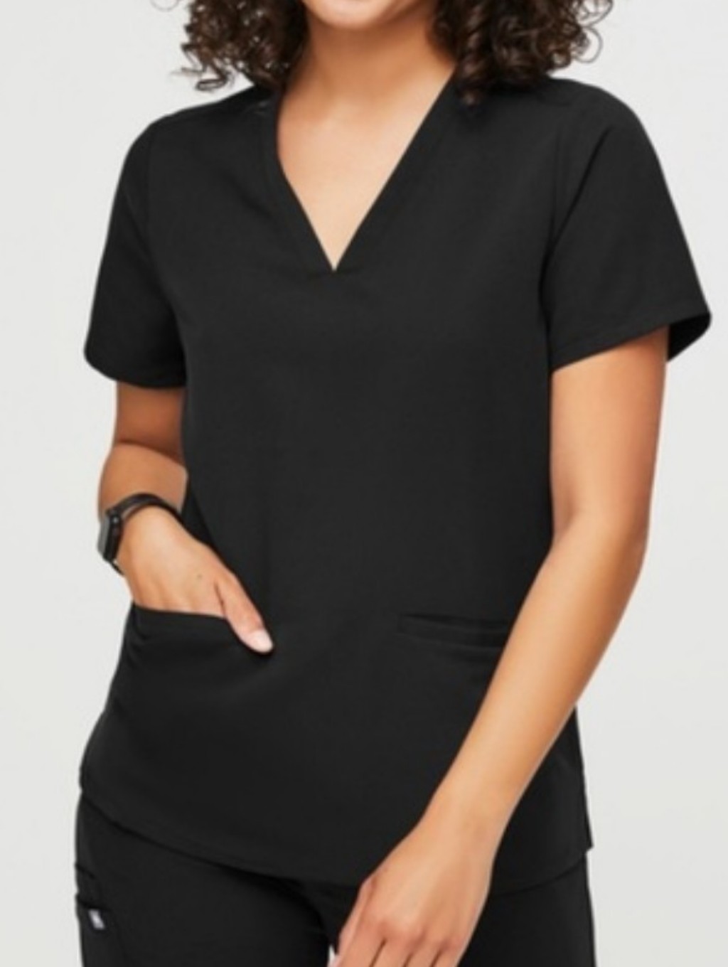 Figs Women's Black Casma Three Pocket V-Neck Short Sleeve Scrub Top